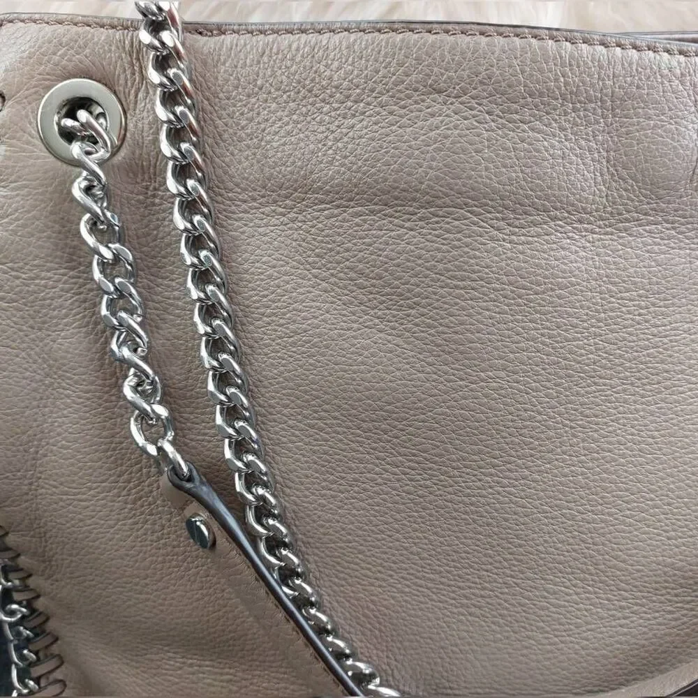 Michael Kors Chelsea Large Shoulder Bag | Dark Dune Leather Chain Detail Tote